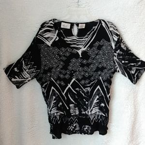 Kathie Lee collect Black and white patterned shirt